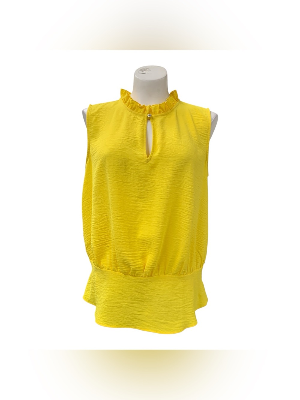 Tommy Hilfiger Sleeveless Ruffled Keyhole Blouse - Yellow Size M